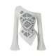 Sexy Knit Women's Top - Long Bell Sleeves Drawstring Irregular Hem