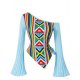 Sexy Women's Knit Top - Long Bell Sleeves Drawstring Irregular Hem